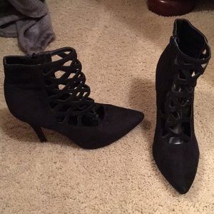 Black, faux leather heels from Rue 21